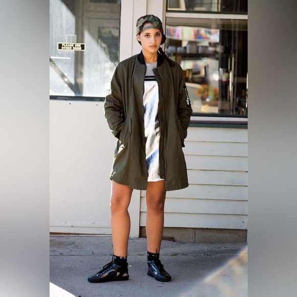 Zara Denim Speak Up Long Bomber Jacket - Picture 16 of 16